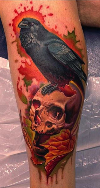 Tattoos - Raven on a skull - 77759